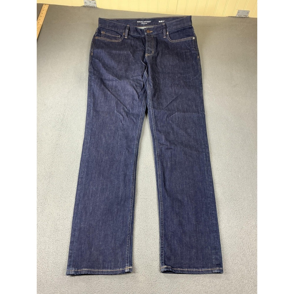 Banana Republic Jeans Mens 30x30 Dark Rinse Blue Slim Fit Stretch Denim Traveler